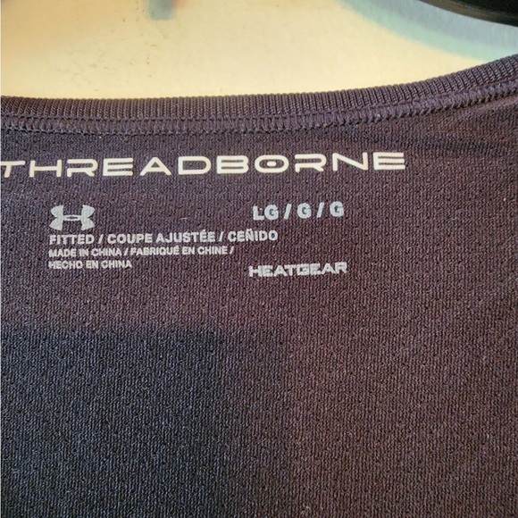 Under Armour Women's T Shirt V Neck Polyester Black Size L Loose Threadborne - Picture 3 of 4